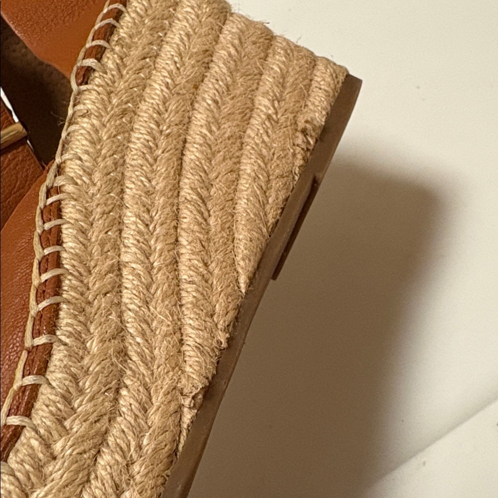 Franco Sarto Camera Tan Leather Espadrille Wedges - Picture 5 of 8